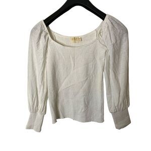 Nation Los Angeles white puffy sleeves cotton top women's size XS